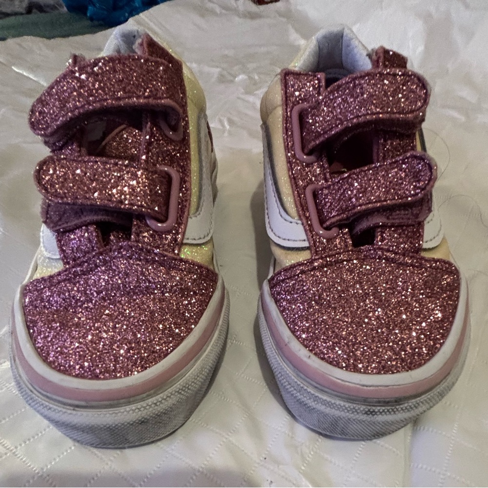 Vans Kids Sneakers in Glittery Pink and White